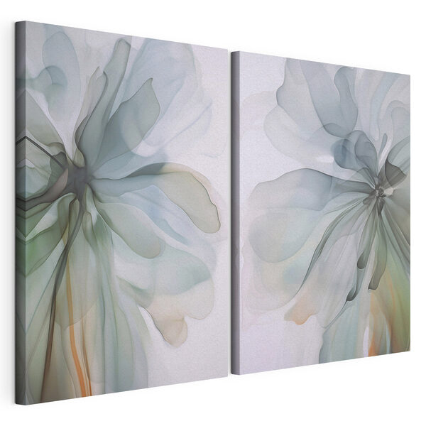 Lámina modular sobre lienzo Flores suaves y fluidas en colores delicados