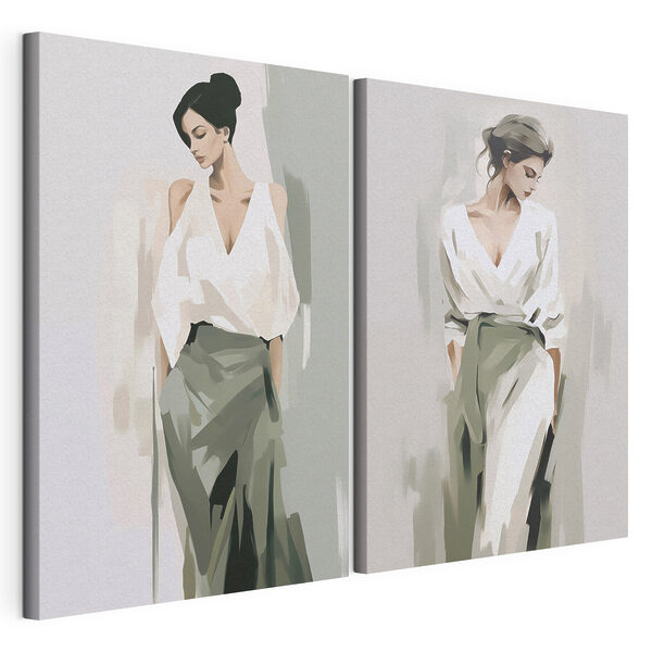 Mujer con camisa blanca Lámina modular sobre lienzo Mujer con camisa blanca