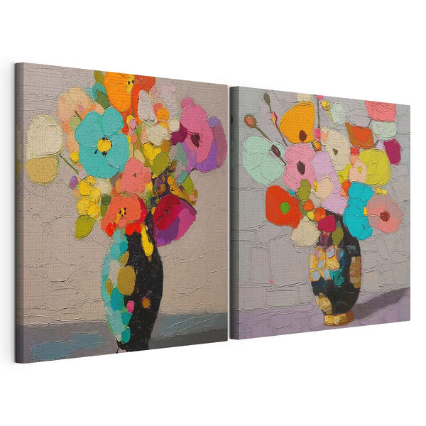 Cuadro de flores en un jarrón Lámina modular sobre lienzo Cuadro de flores en un jarrón