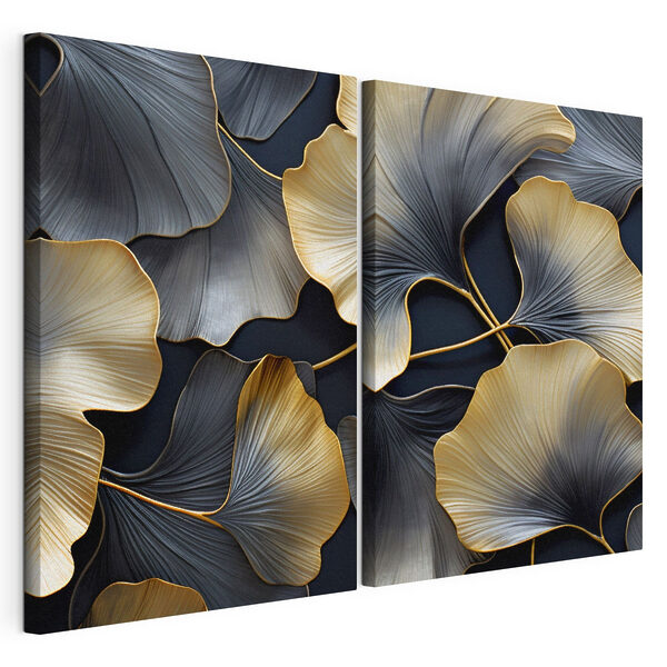 - Hojas elegantes que crean un contraste llamativo Lámina modular sobre lienzo - Hojas elegantes que crean un contraste llamativo