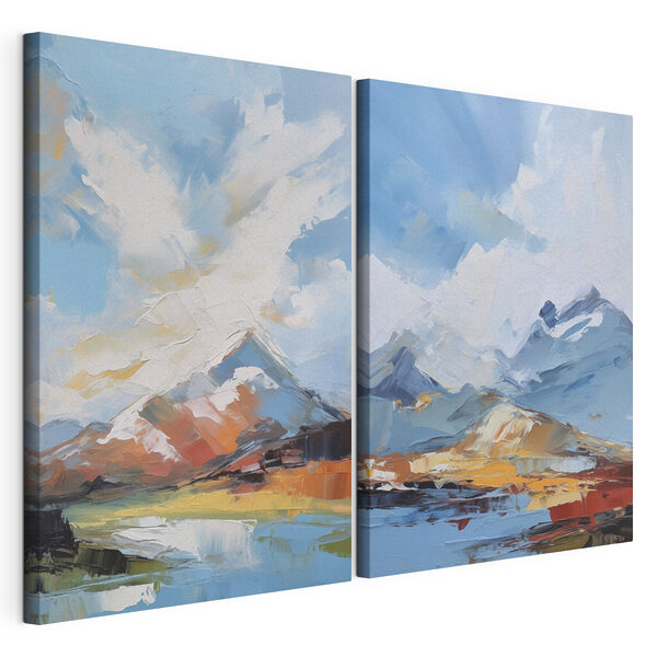Pintura de montañas y agua Lámina modular sobre lienzo Pintura de montañas y agua