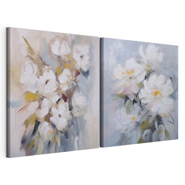Delicadas flores en suaves tonos pastel Lámina modular sobre lienzo Delicadas flores en suaves tonos pastel