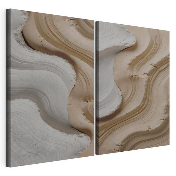 - Curvas fluidas en tonos tierra Lámina modular sobre lienzo - Curvas fluidas en tonos tierra