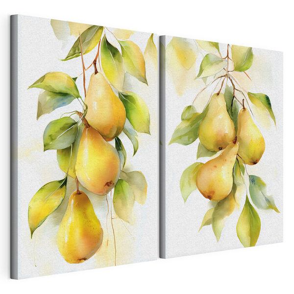 Watercolor painting of pears on a branch Watercolor painting of pears on a branch