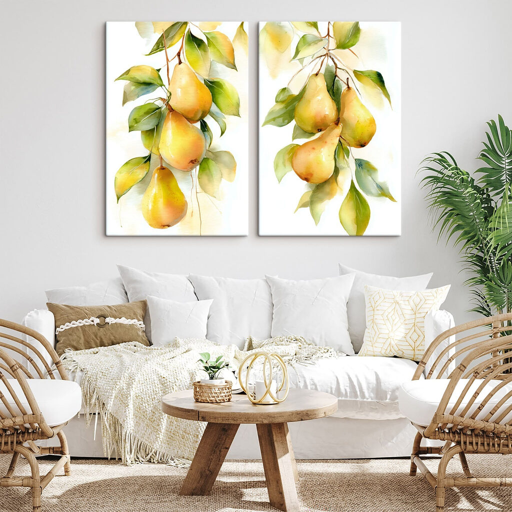 Watercolor painting of pears on a branch Watercolor painting of pears on a branch