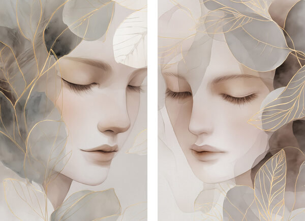 Lámina modular sobre lienzo Dos imágenes del rostro de una mujer (SKU: m30091) Lámina modular sobre lienzo Dos imágenes del rostro de una mujer (SKU: m30091)