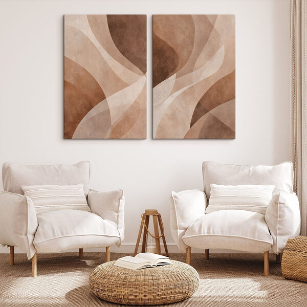 Lámina modular sobre lienzo Curvas abstractas en tonos cálidos (SKU: m30096) Lámina modular sobre lienzo Curvas abstractas en tonos cálidos (SKU: m30096)