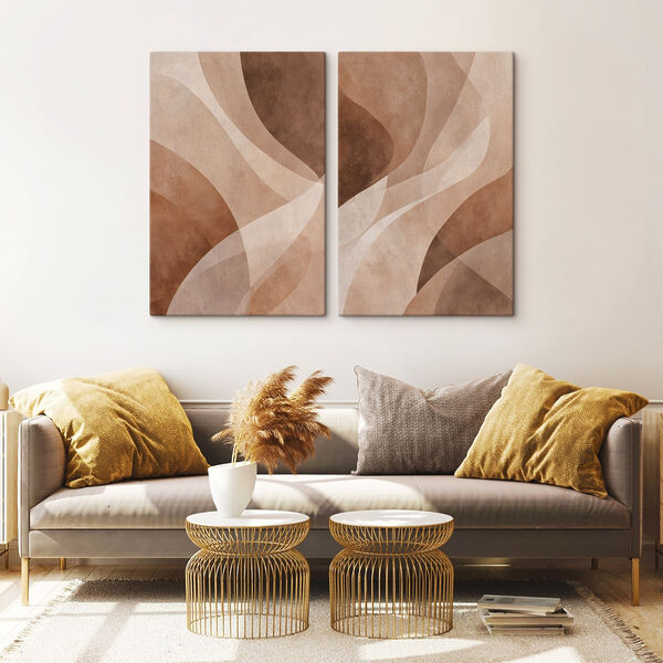 Lámina modular sobre lienzo Curvas abstractas en tonos cálidos (SKU: m30096) Lámina modular sobre lienzo Curvas abstractas en tonos cálidos (SKU: m30096)