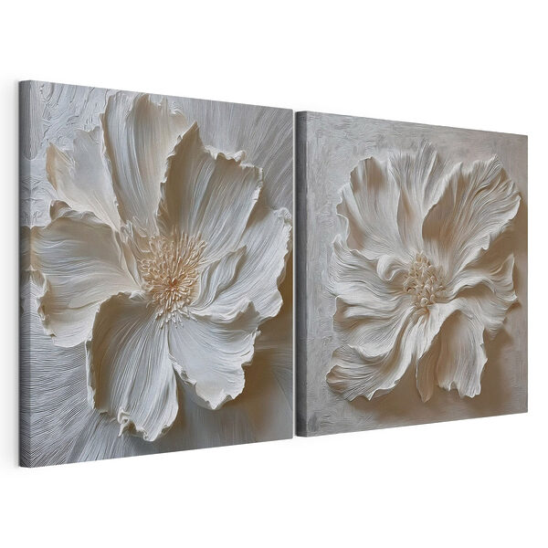 Elegante arte floral en tonos suaves Lámina modular sobre lienzo Elegante arte floral en tonos suaves