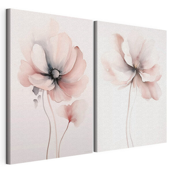 Pintura de flores sobre una superficie blanca Lámina modular sobre lienzo Pintura de flores sobre una superficie blanca