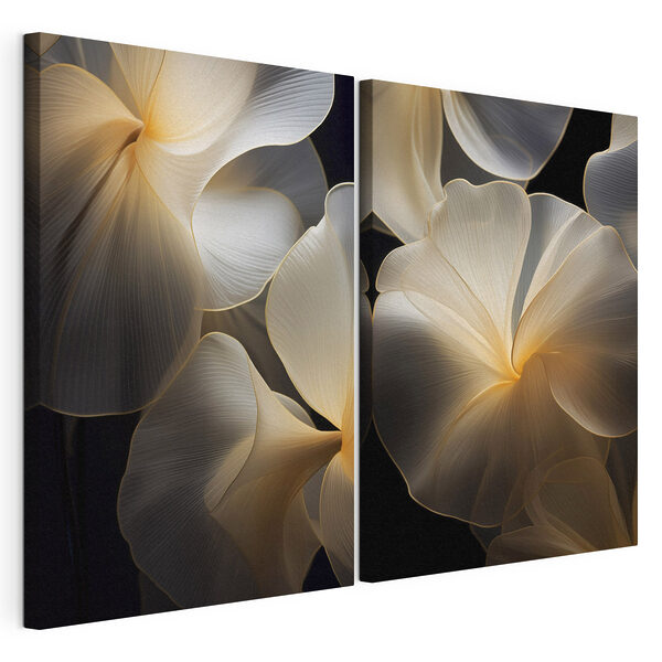 Delicadas formas florales en tonos suaves Lámina modular sobre lienzo Delicadas formas florales en tonos suaves
