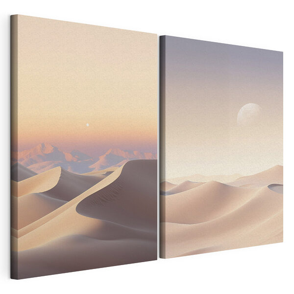 Paisaje desértico con la luna Lámina modular sobre lienzo Paisaje desértico con la luna