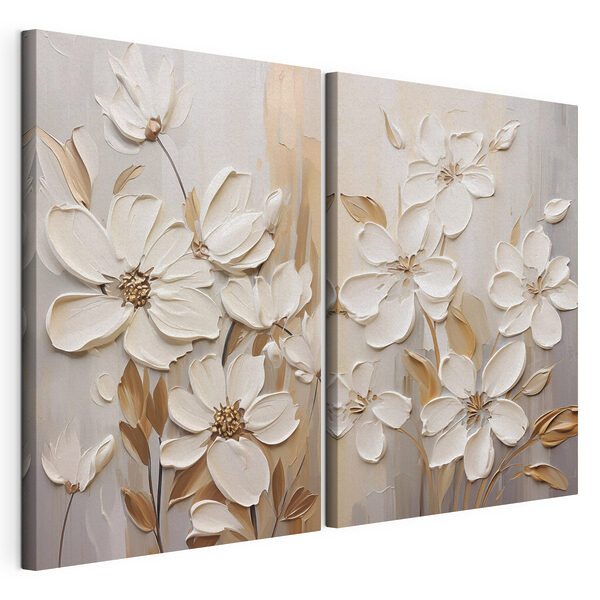 Delicadas flores en tonos suaves Lámina modular sobre lienzo Delicadas flores en tonos suaves