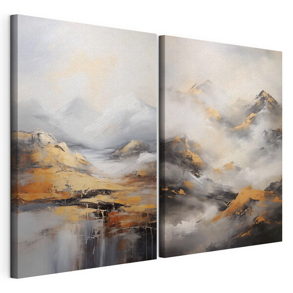 Cuadro de montañas con nubes Lámina modular sobre lienzo Cuadro de montañas con nubes