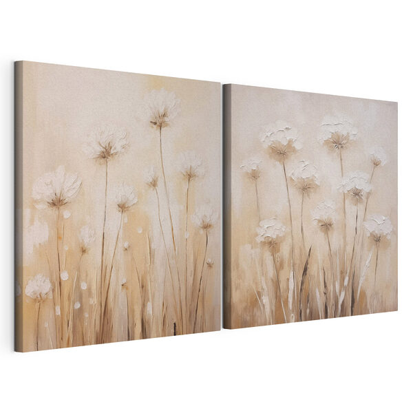 Lámina modular sobre lienzo Cuadro de flores sobre fondo beige