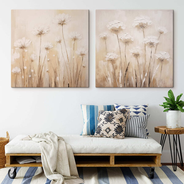 Painting of flowers on a beige background Painting of flowers on a beige background