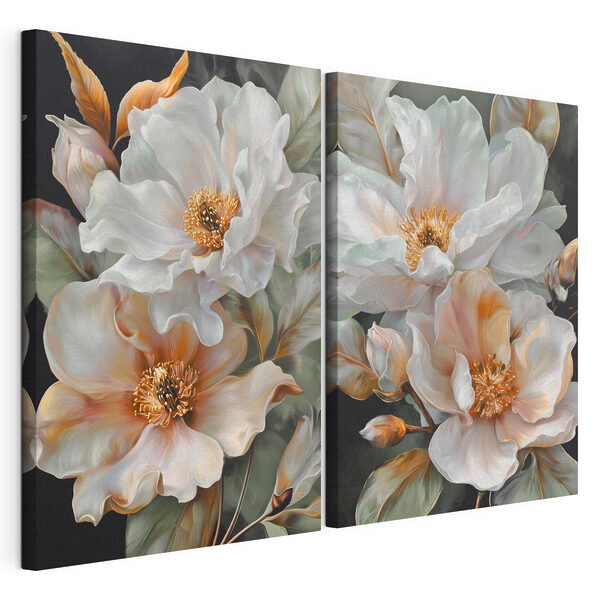 Lámina modular sobre lienzo Elegantes flores en tonos suaves