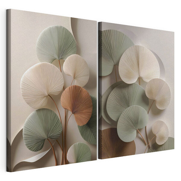 Elegantes hojas de papel en tonos suaves Lámina modular sobre lienzo Elegantes hojas de papel en tonos suaves