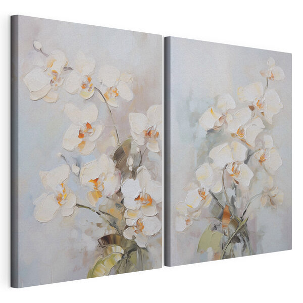 Cuadro de flores sobre fondo gris Lámina modular sobre lienzo Cuadro de flores sobre fondo gris