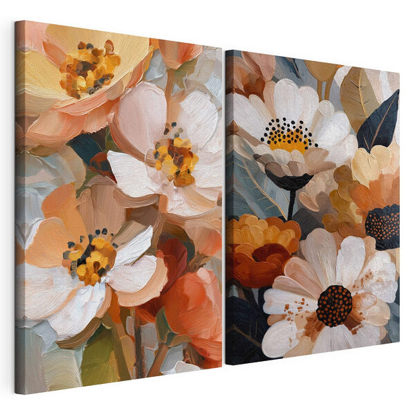 Lámina modular sobre lienzo Belleza floral en tonos cálidos