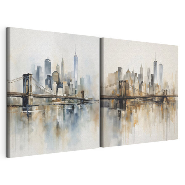 Lámina modular sobre lienzo Lámina modular sobre lienzo Cuadro de una ciudad y un puente (SKU: m30207)
