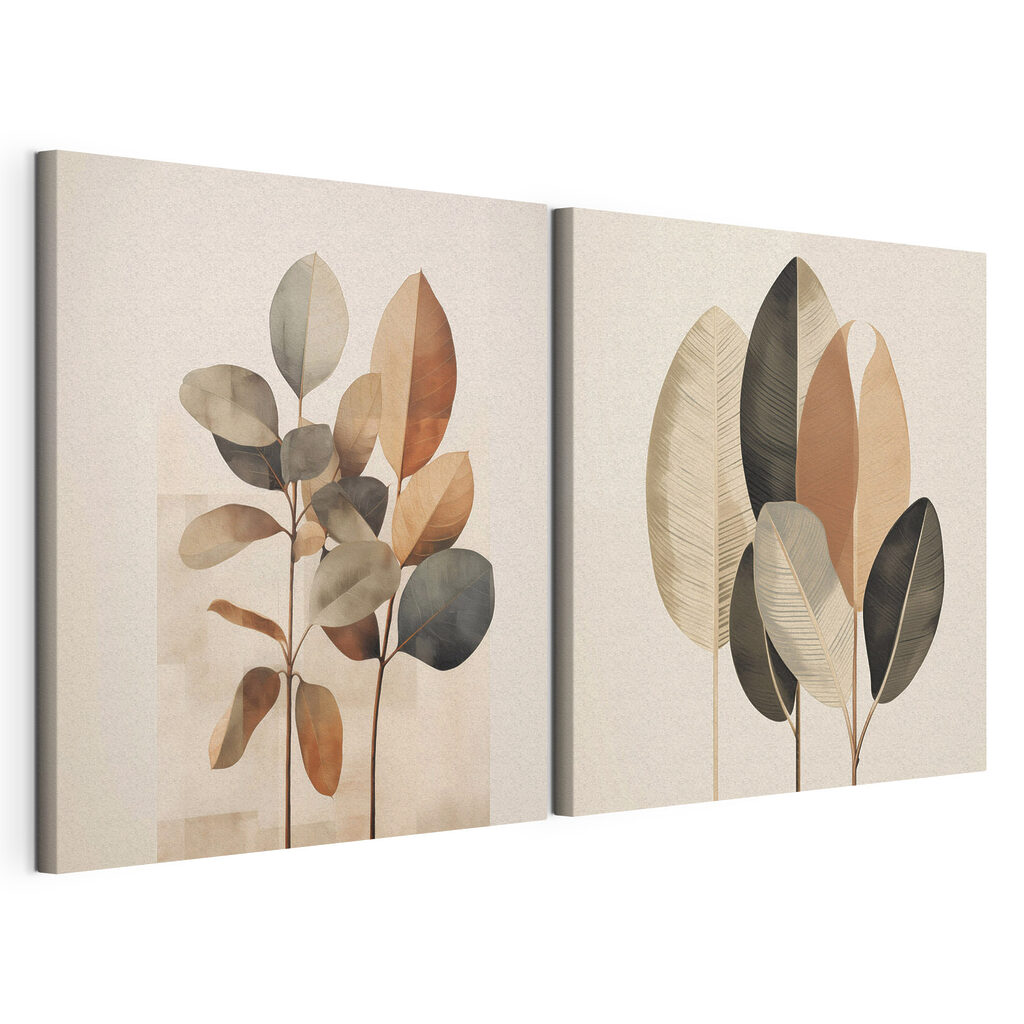 Lámina modular sobre lienzo Hojas elegantes en tonos suaves y apagados (SKU: m30211) Lámina modular sobre lienzo Hojas elegantes en tonos suaves y apagados (SKU: m30211)