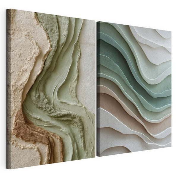 Lámina modular sobre lienzo Lámina modular sobre lienzo Curvas naturales en tonos suaves (SKU: m30226)
