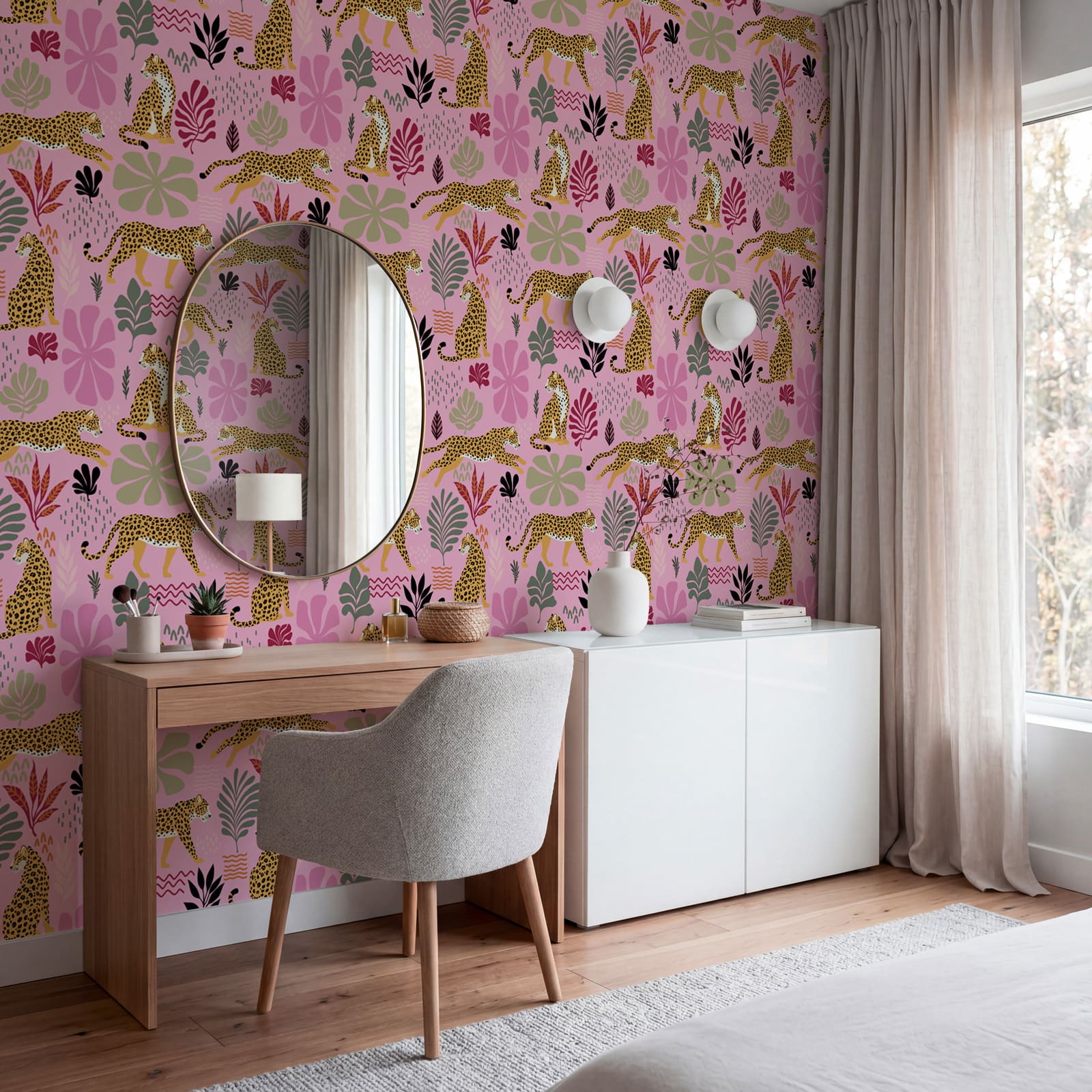 Diseño con leopardos y flores Diseño con leopardos y flores