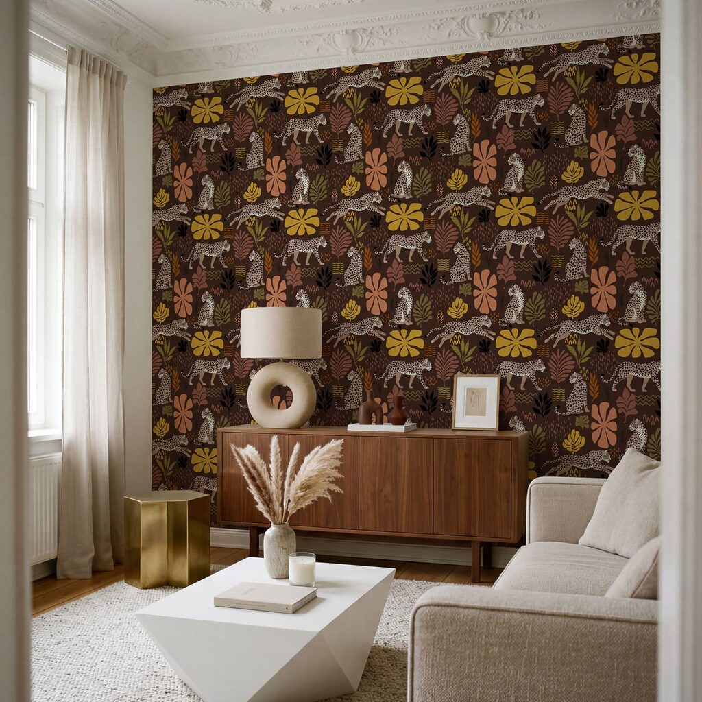 Diseño de leopardos y flores