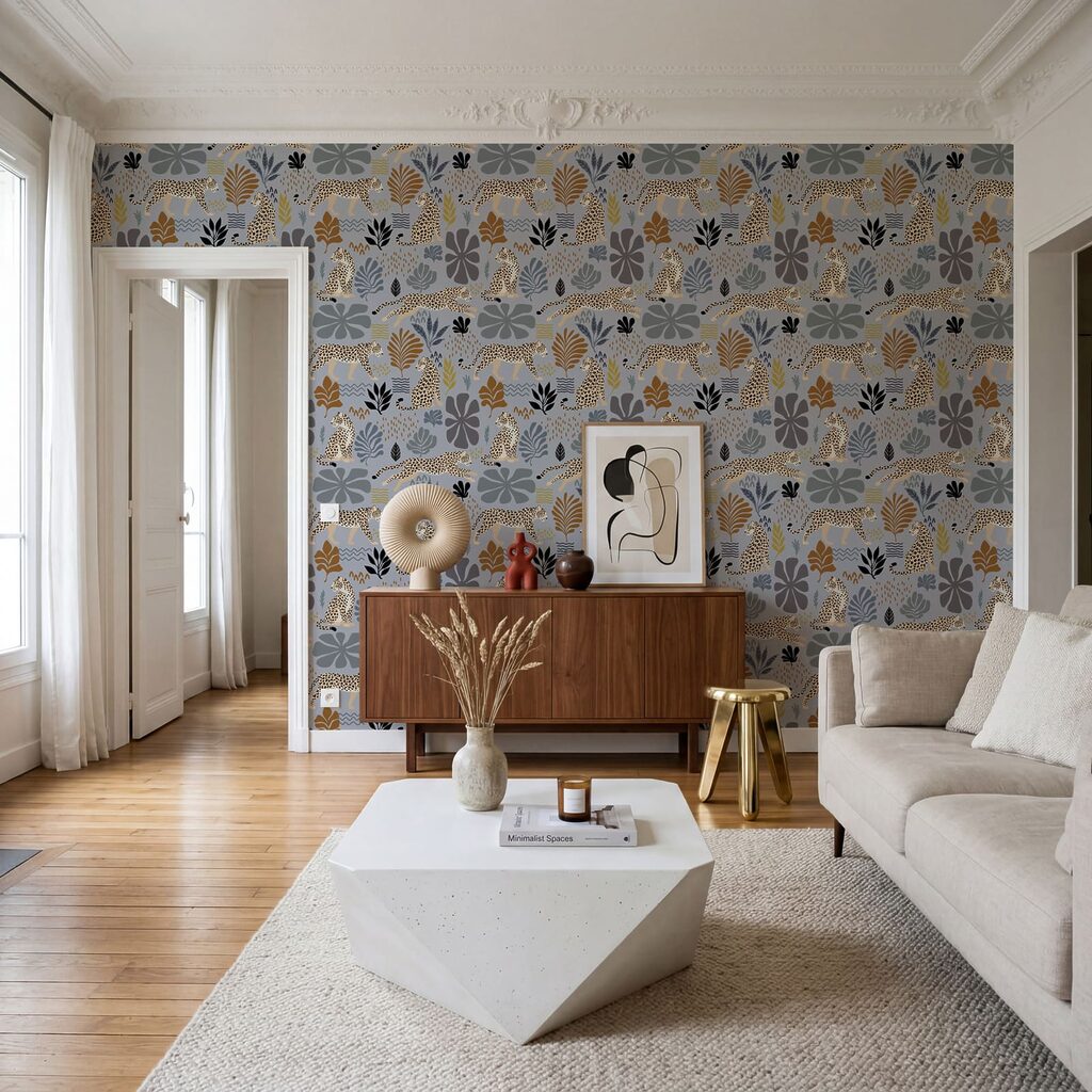 Diseño con leopardos y plantas