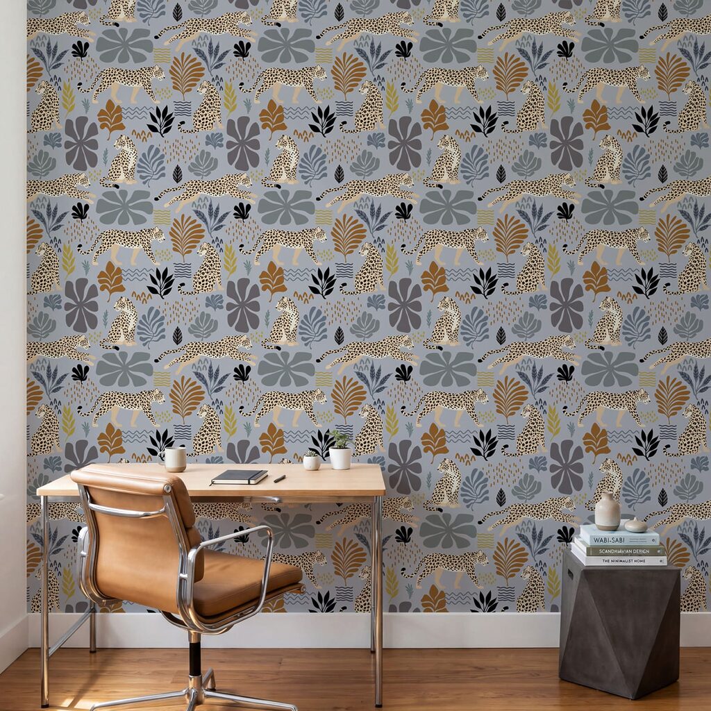 Diseño con leopardos y plantas