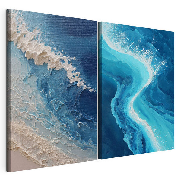 Olas que fluyen en serenos tonos azules Lámina modular sobre lienzo Olas que fluyen en serenos tonos azules