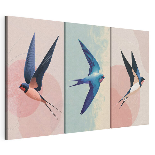 Lámina modular sobre lienzo Pájaro volando por el cielo