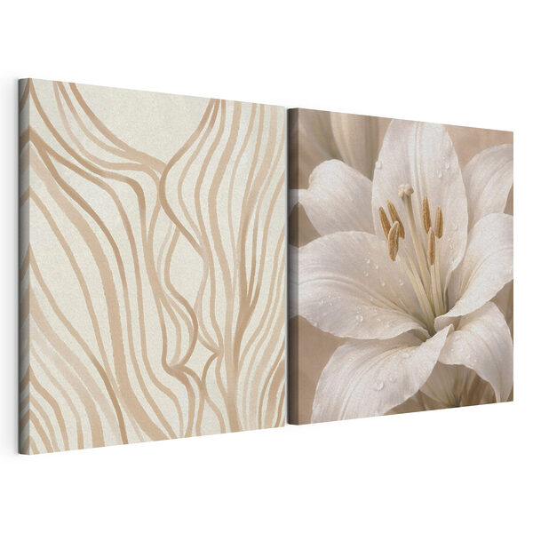 Líneas suaves y elegantes lirios Lámina modular sobre lienzo Líneas suaves y elegantes lirios
