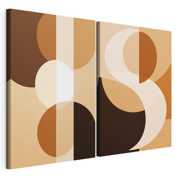 Formas abstractas en tonos cálidos Lámina modular sobre lienzo Formas abstractas en tonos cálidos