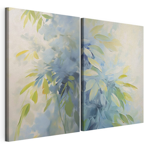 Lámina modular sobre lienzo Lámina modular sobre lienzo Tonos frescos de hojas verdes que transmiten tranquilidad (SKU: m30246)