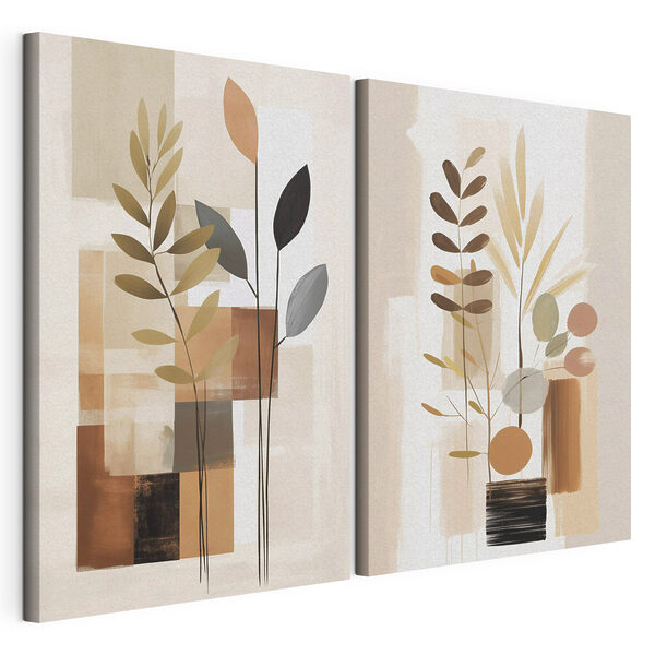 Pintura de plantas y plazas Lámina modular sobre lienzo Pintura de plantas y plazas