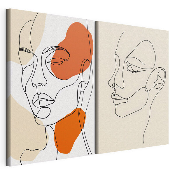 Dibujo del rostro de una mujer Lámina modular sobre lienzo Dibujo del rostro de una mujer