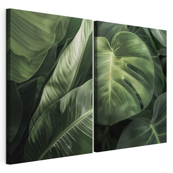 Exuberante vegetación en motivos armoniosos Lámina modular sobre lienzo Exuberante vegetación en motivos armoniosos