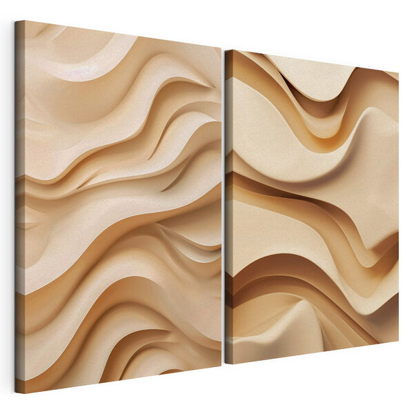 Formas fluidas en suaves tonos beige Lámina modular sobre lienzo Formas fluidas en suaves tonos beige