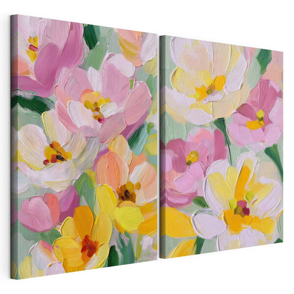 Lámina modular sobre lienzo Flores de colores vivos en una armonía radiante