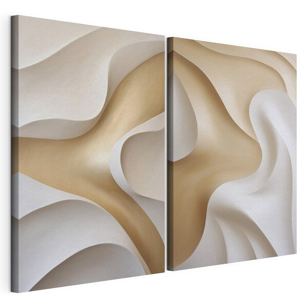 Líneas fluidas en tonos suaves Lámina modular sobre lienzo Líneas fluidas en tonos suaves
