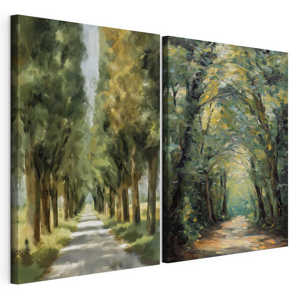 Sendero con árboles a ambos lados Lámina modular sobre lienzo Sendero con árboles a ambos lados