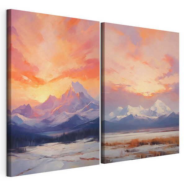 Cuadro de una cordillera nevada Lámina modular sobre lienzo Cuadro de una cordillera nevada