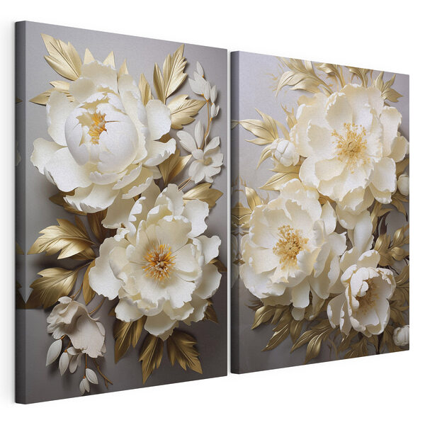 Collage de flores blancas Lámina modular sobre lienzo Collage de flores blancas