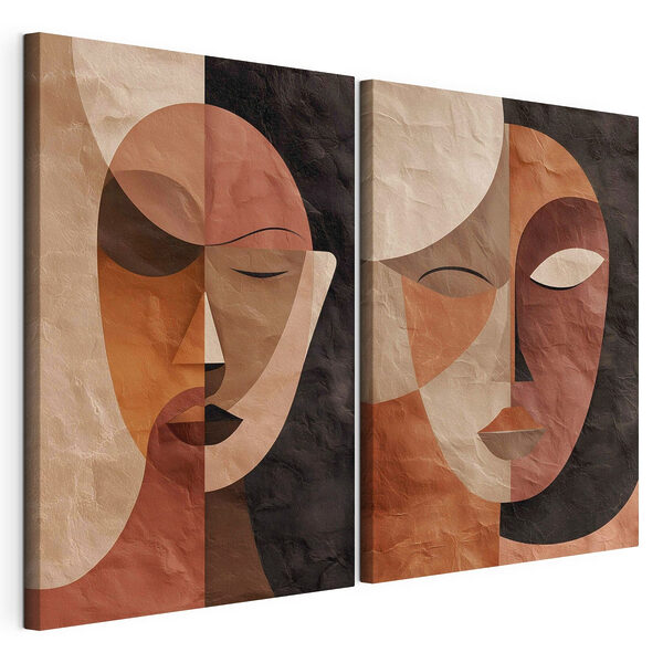 Un par de caras de diferentes colores Lámina modular sobre lienzo Un par de caras de diferentes colores