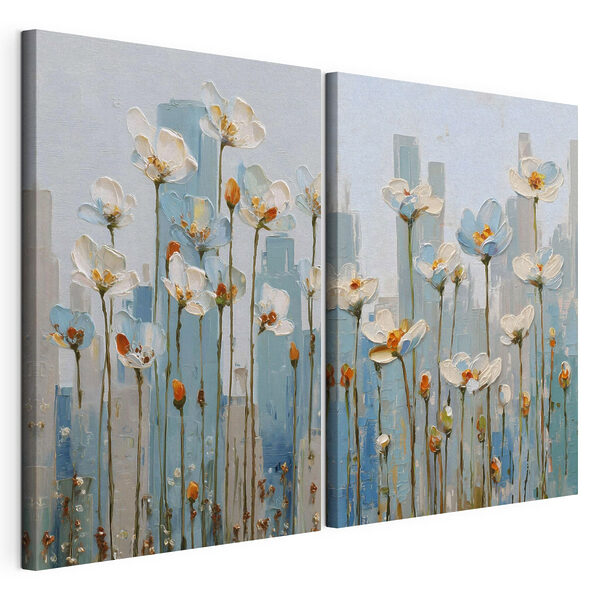 Lámina modular sobre lienzo Lámina modular sobre lienzo Cuadro de flores en una ciudad (SKU: m30333)