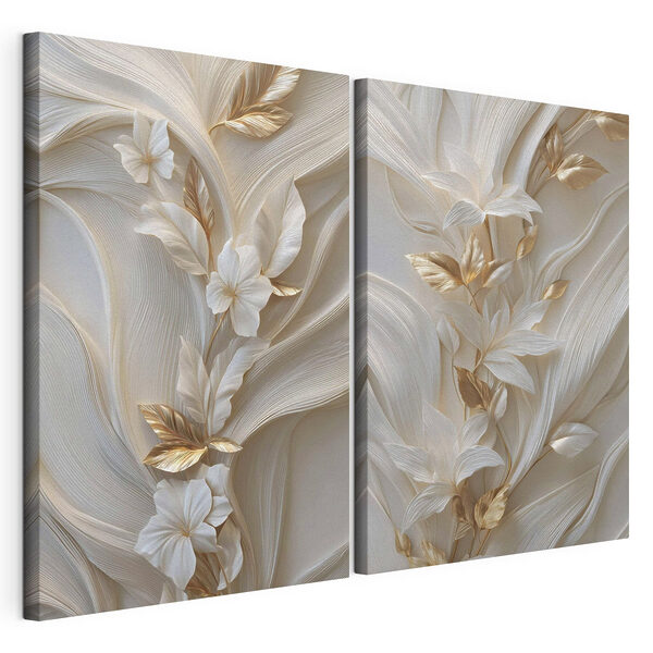 Elegante diseño floral en tonos suaves Lámina modular sobre lienzo Elegante diseño floral en tonos suaves