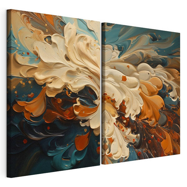 Lámina modular sobre lienzo Dos imágenes de diferentes colores