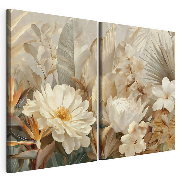 Delicadas flores en tonos cálidos Lámina modular sobre lienzo Delicadas flores en tonos cálidos